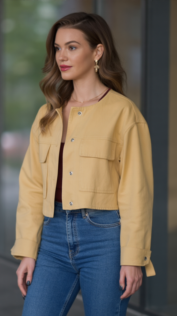 Cropped Jacket With High-Waist Jeans