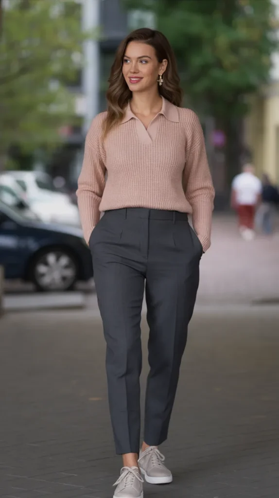 Knit Polo With Tailored Pants