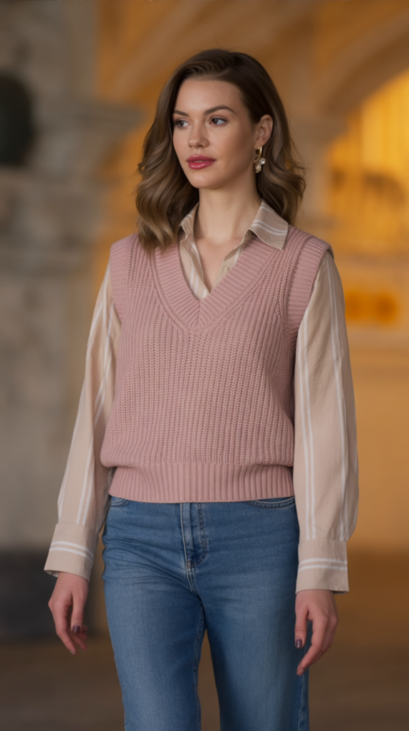 Knit Vest Over a Collared Shirt