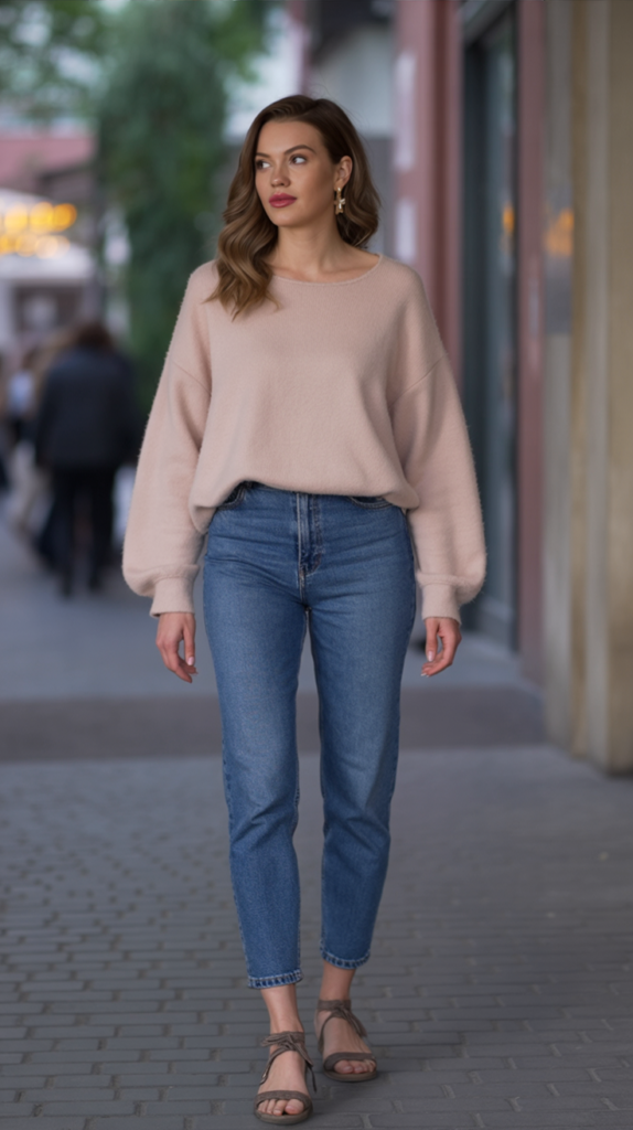 Lightweight Pullover with Ankle Jeans