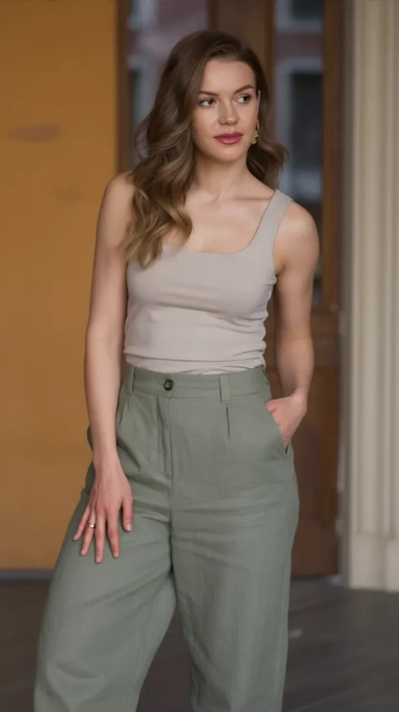 Linen Pants With Simple Top