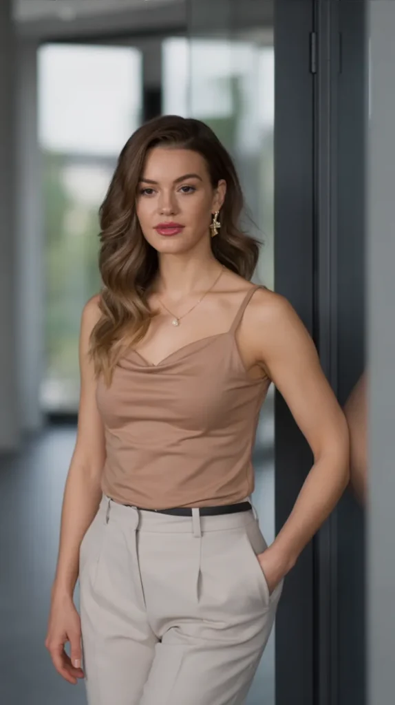 Monochrome Beige Office Look