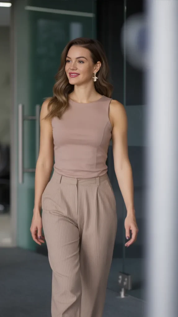 Pleated Pants With Fitted Top