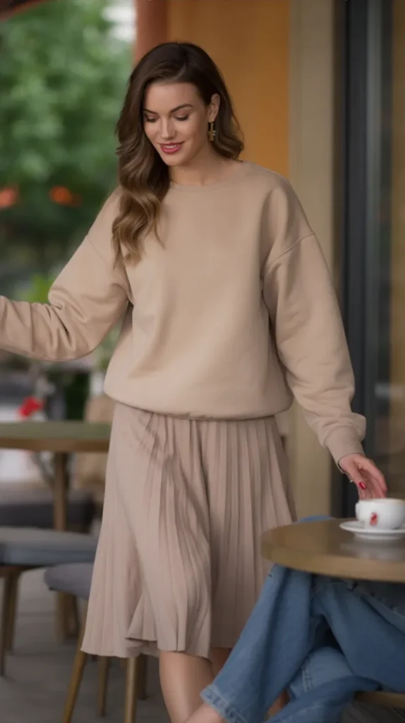 Pullover Sweatshirt with Midi Skirt