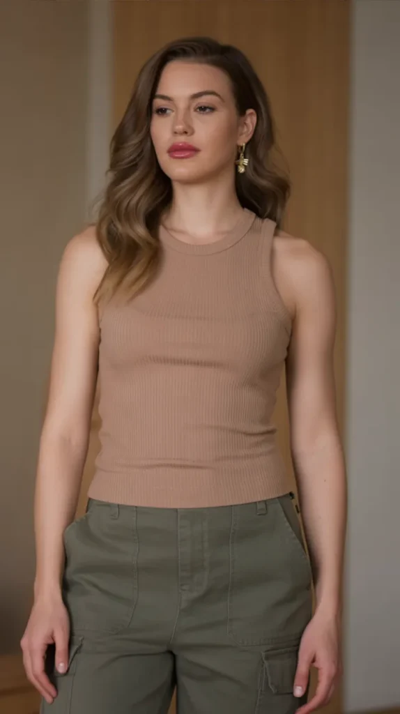 Ribbed Tank With Cargo Pants