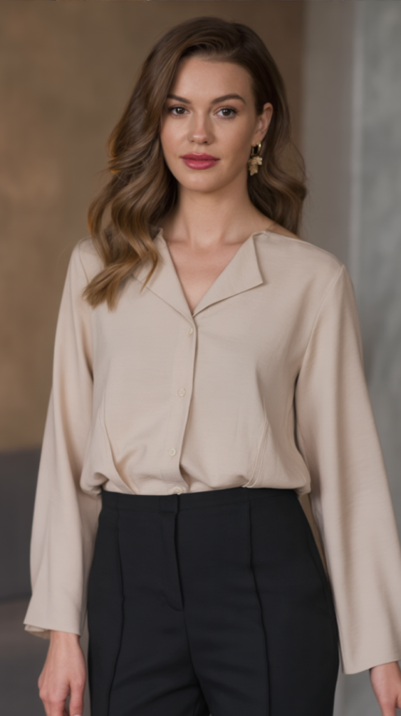 Simple Blouse with Straight Pants