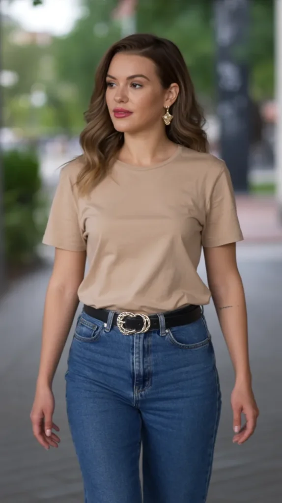 Simple Tee With Statement Belt