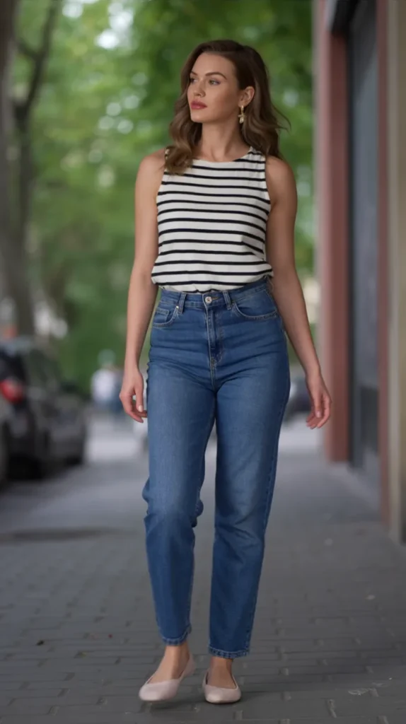 Straight Jeans With Ballet Flats