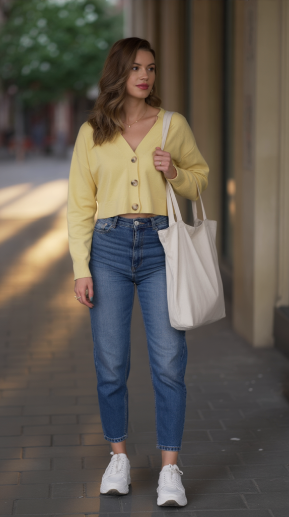 Straight-Leg Jeans With a Cropped Cardigan