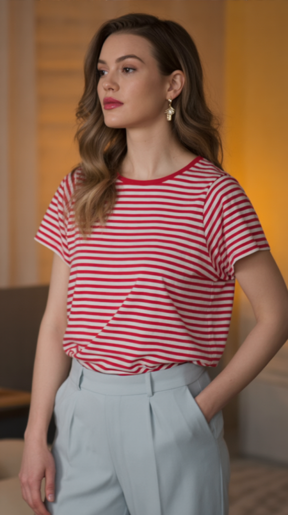 Stripe Tee With Relaxed Trousers