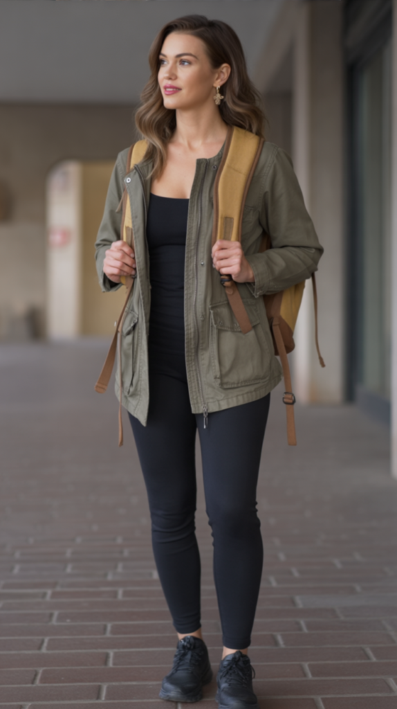 Utility Jacket with Black Leggings