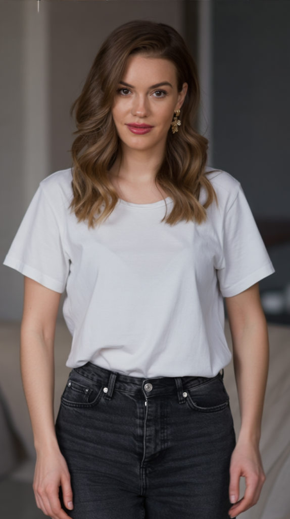White Tee with Black Jeans