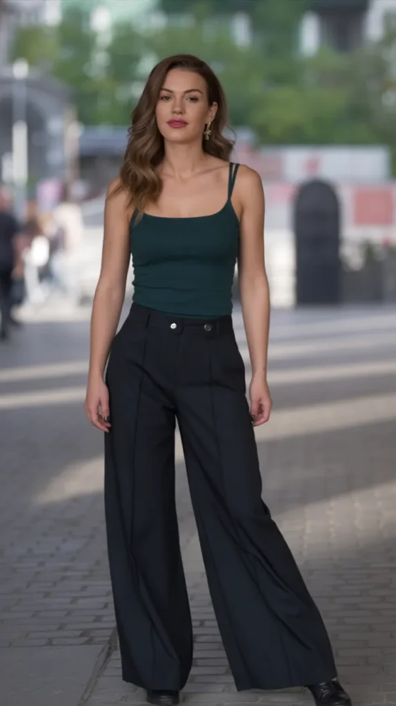 Wide-Leg Pants With a Simple Tank