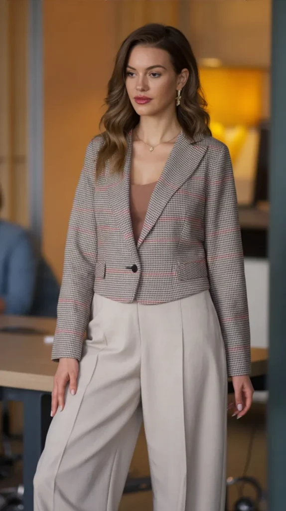 Wide-Leg Trousers With Short Jacket