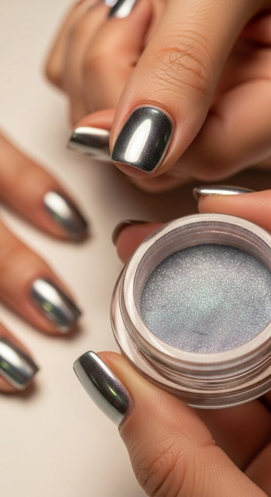 How to Do Nail Art With Chrome Powder
