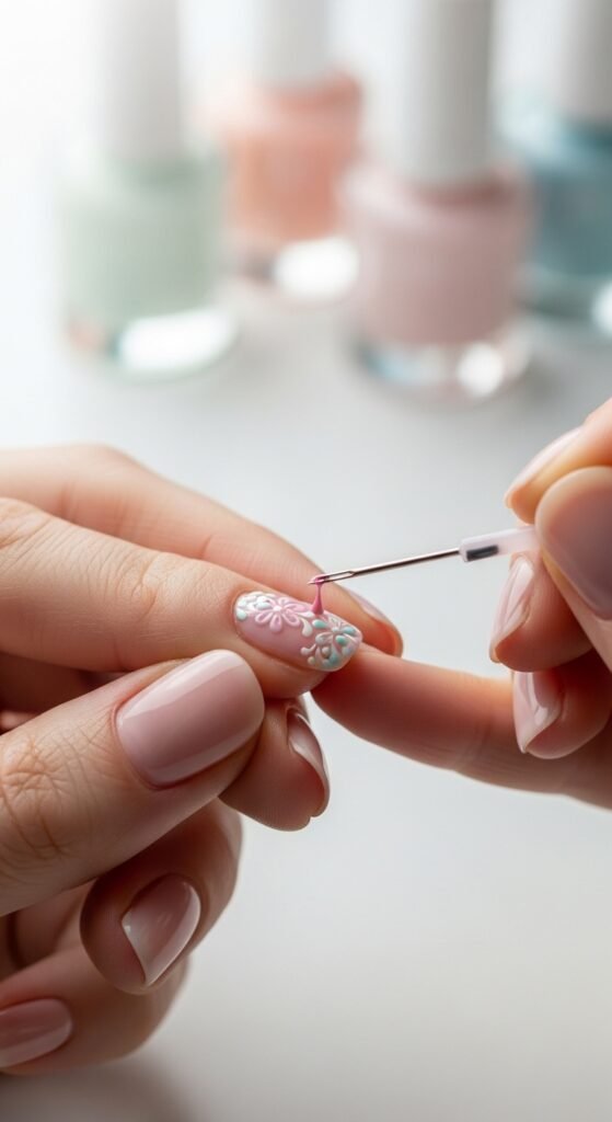 how to do nail art with needle