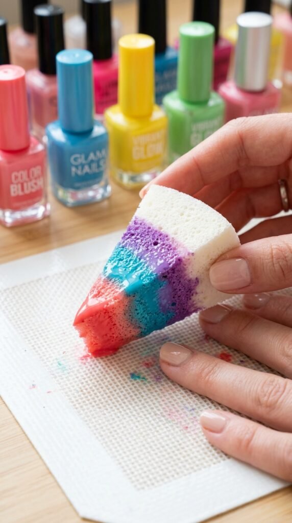 how to do nail art with sponges